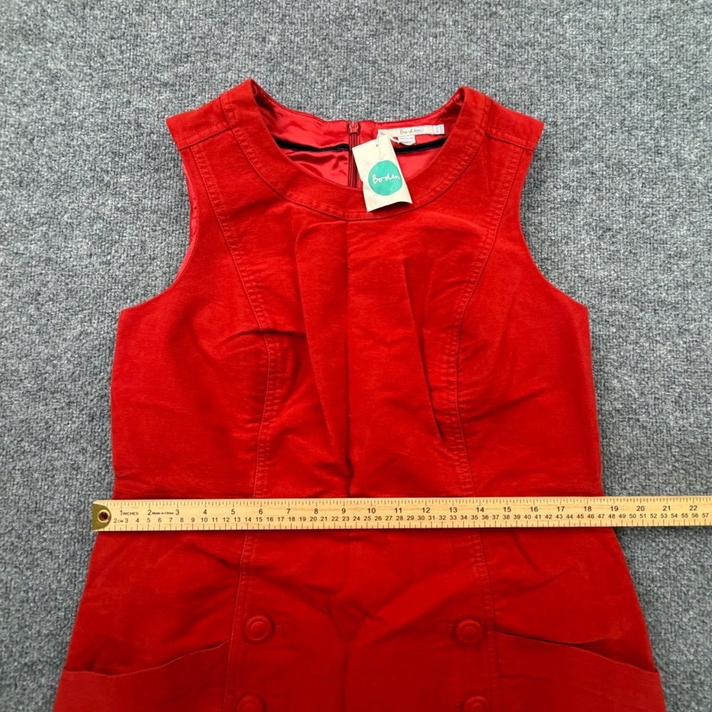Boden Red Corduroy Sleeveless Shift Dress WH693 Womens Size 12L NWT Pockets - Picture 6 of 9